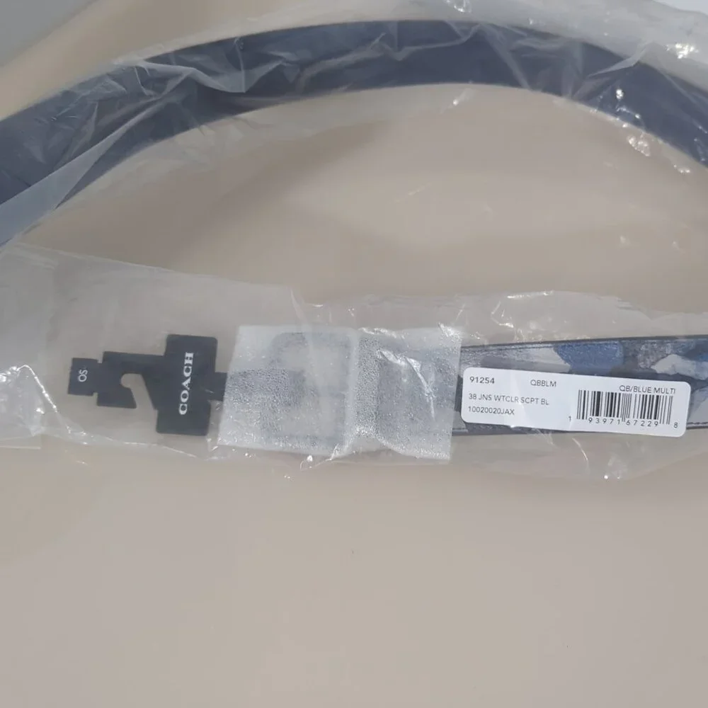 Coach Harness Buckle Cut To Size Reversible Belt With Watercolor Script Print - Picture 3 of 5